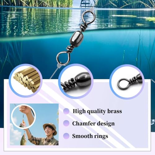 High-Strength Barrel Fishing Swivels - 12# Size, 50 Pack