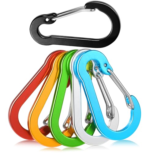 6-Piece 2-Inch Aluminum Carabiner Clips - Lightweight Keychain Assorted