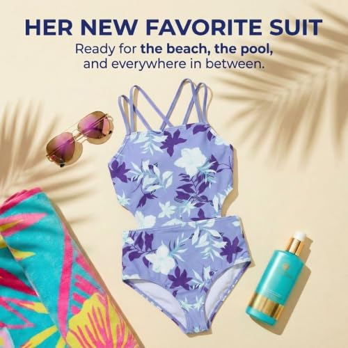 Girls' Sport Cut-Out One Piece Swimsuit - Julia Purple