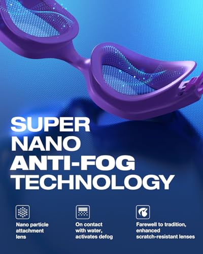 ZIONOR G1 Nava Anti-Fog Nano Swim Goggles Purple-Gold A1 for Adults