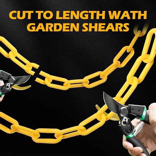 60 Feet Plastic Barrier Chain Yellow,1.5-Inch Link Diameter Safety Barrier Chain£¬Large Plastic Chain£¬6MM Plastic Barrier Chain£¬Plastic Chain Links