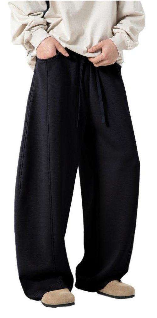 AIFARLD Mens Baggy Sweatpants Wide Leg Casual Sweat Pants with Pockets Elastic Waist Drawstring Relaxed Fit Black