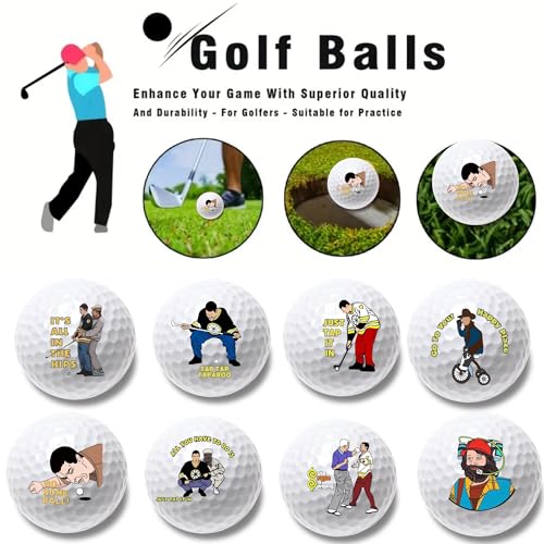 Funny Golf Balls - Happy Themed Gift Set for Golf Lovers - 4PCS