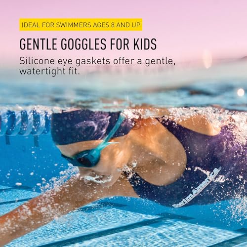FINIS Nitro Aqua Kids Swim Goggles Blue/Yellow, Adjustable Silicone Seal
