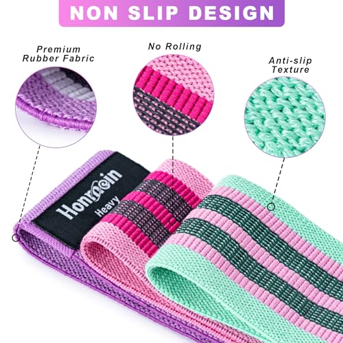 Resistance Bands Set - 3 Levels of Fabric Exercise Bands - Assorted