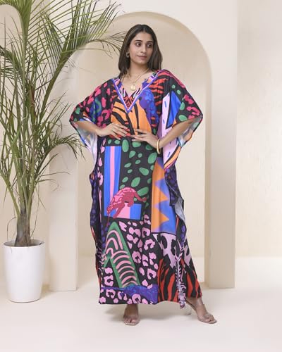 ReynosoHomeDecor Women's Batwing Sleeve Kaftan Dress - Maxi Beach Cover Up