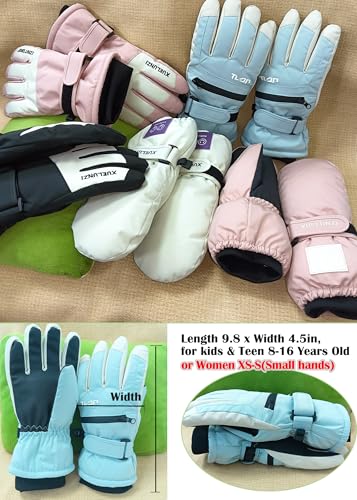 Kids Waterproof Winter Ski Gloves - Touchscreen Thermal Mittens - Blue