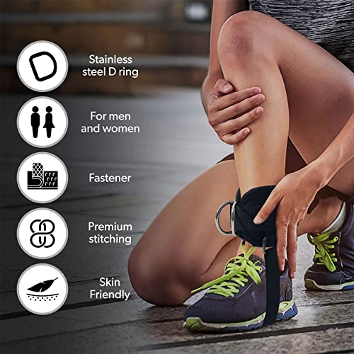 Adjustable Padded Ankle Straps for Cable Machines - Glute Kickback Workout
