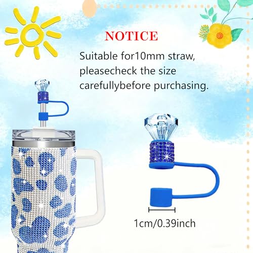 Bling Diamond Silicone Straw Cover for 10mm Tumbler Straws - Black