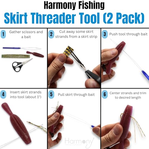 Fishing Skirt Threader Tool 2-Pack with Silicone Skirts for Soft Plastic Baits