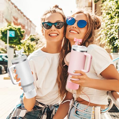 Bows Silicone Water Bottle Boot - A-Pink Color for Stanley Cup