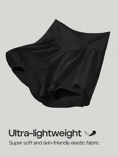 Ewedoos Athletic Shorts - High-Waisted Flowing Running Skorts for Women | Stylish Butterfly Design