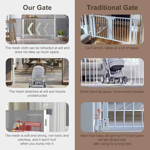 Retractable Baby & Dog Gate | 34" Tall | Extends to 55" Wide | Safety Mesh Gate for Stairs, Indoor/Outdoor, Doorways & Hallways