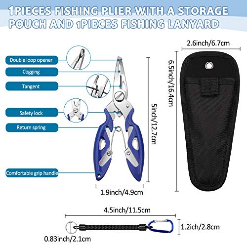 Skylety 200Pcs Split Rings & Treble Hooks Kit with Pliers Blue/302