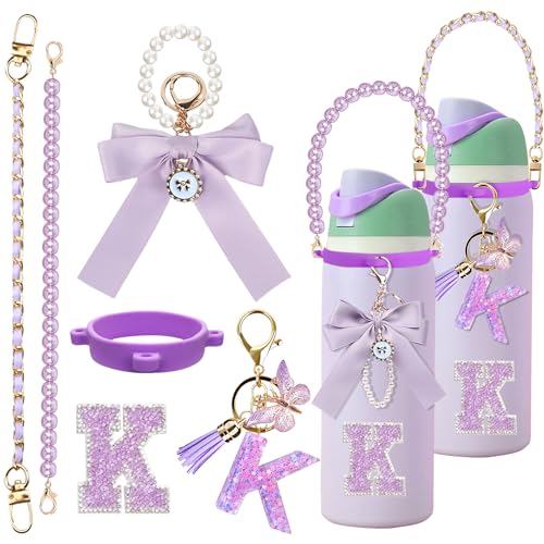 Personalized Water Bottle Accessories Set - K / Purple