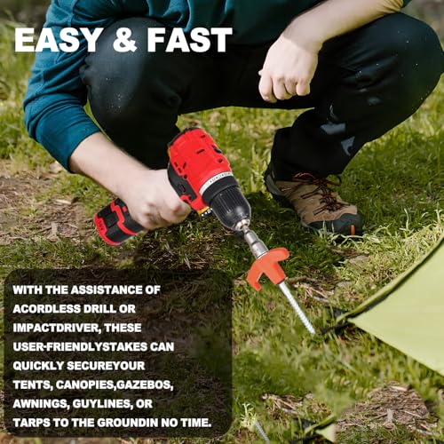 8 Pack Heavy Duty Screw-in Tent Stakes 8 Inch Ground Anchors Camping Accessories