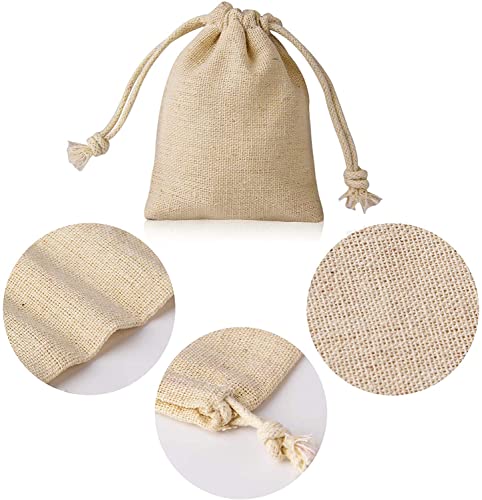 30-Pack Beige Cotton Drawstring Bags for Jewelry & Gifts - 3x3.7 Inch