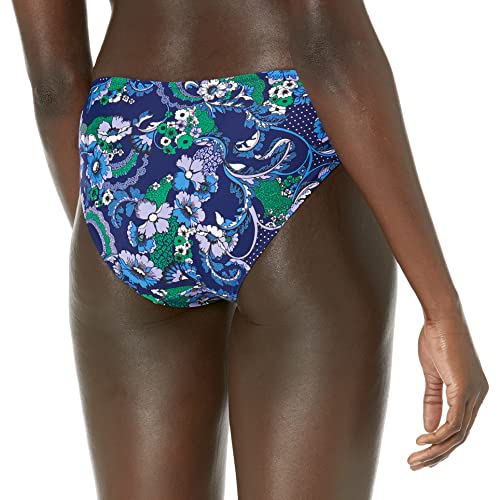 Full Coverage Low Rise Bikini Swimsuit Bottom - X-Large Deep Blue Paisley