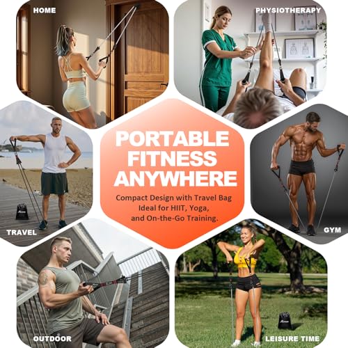 Heavy Resistance Bands Set with Handles - 150LBS Grey