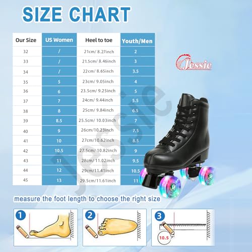 Premium Adjustable Roller Skates - Flash Wheel, Size 38