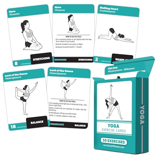 Yoga Pose Exercise Cards with 50+ Positions - 2.5" x 3.5"