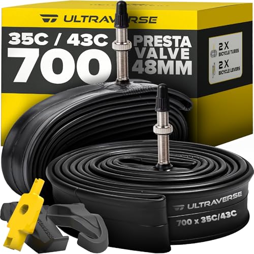 700C Bike Inner Tube 48mm Presta Valve - 35-43c, 2 Pack