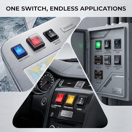 12-Pack Marine Waterproof Rocker Switch Kit with Multi-Color LED & 2/3 Position Options