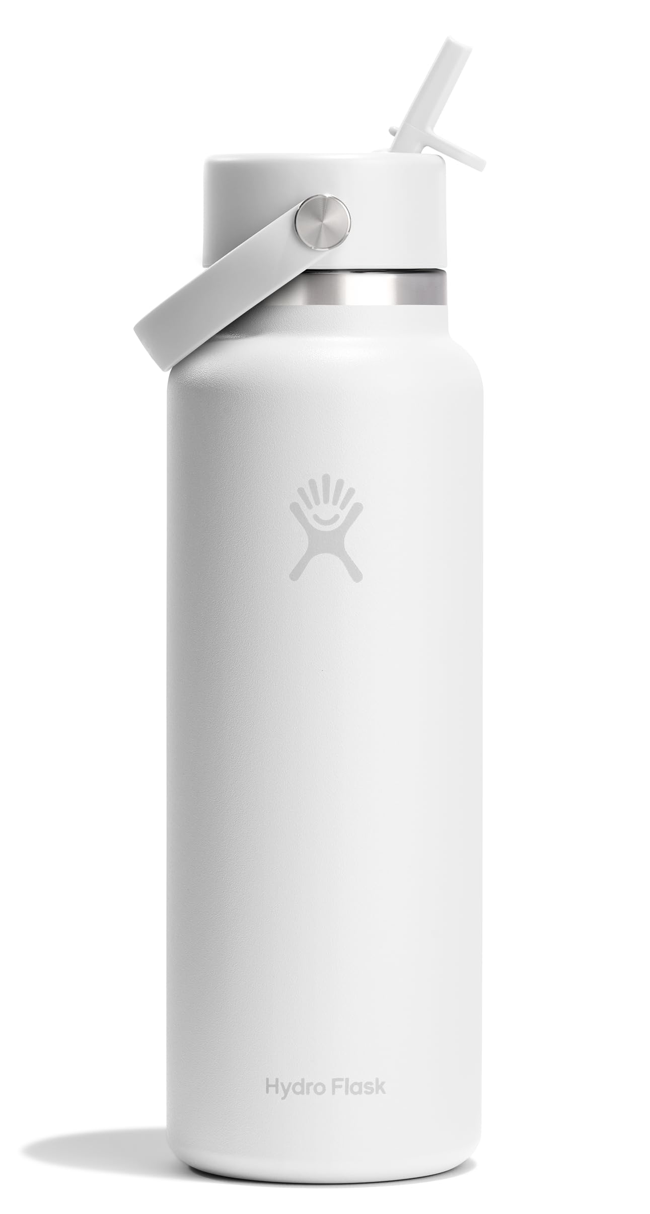 Hydro Flask Water Bottle - Insulated Stainless Steel - Wide Straw Lid, Non Spill, Leakproof in 40 Oz Tonal White