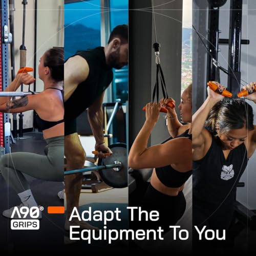 Angles90 Orange Pull Up Grip Handles for Lat Pulldown & Cable Machines