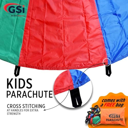 Kids Rainbow Parachute 12 Feet - Bright Colors, Durable Fabric
