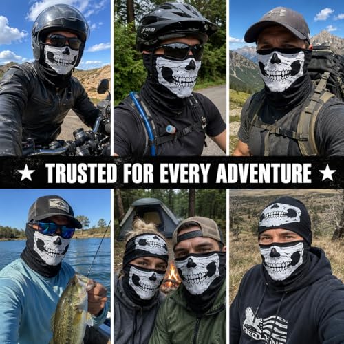 Skull Balaclava Mask Set - 4Pcs Black Gator Masks for Outdoor Sports