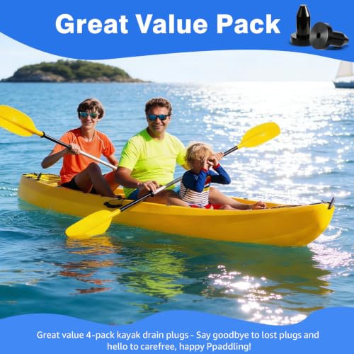 4-Pack 1/2-Inch Kayak Drain Plugs - Universal Flexible Rubber Scupper Plugs