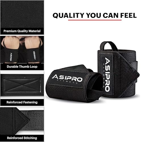 Weightlifting Wrist Wraps - 18" Wrist Support Straps - Black