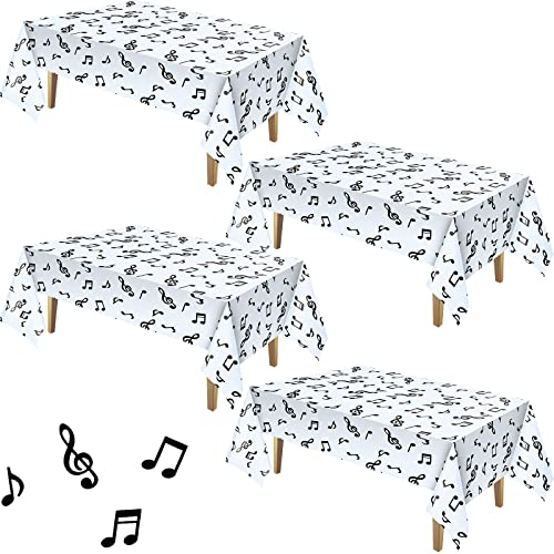 Tatuo 4 Pieces Musical Notes Party Tablecloth 108 x 54 Inch Plastic Decor