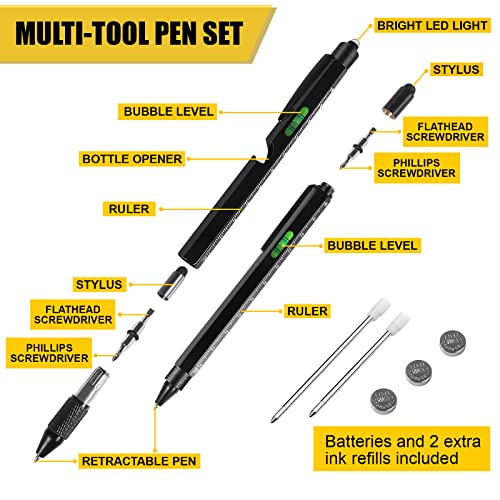 Jasee 9-in-1 Multi-Tool Pen with LED Light and Stylus - Gift for Men Dad Husband