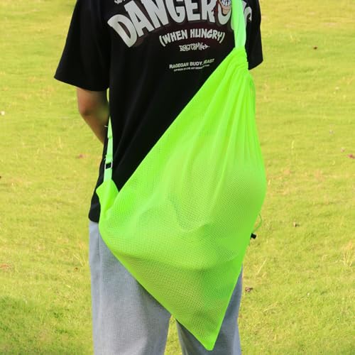 Natural Style Green Mesh Drawstring Swim Bag - Oversized 18x26 Inch for Beach & Gym
