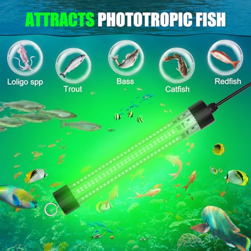 Underwater Fishing Light 60W 6000 Lumens for Milwaukee 18V - Model 48-11-1880, Waterproof Green Light