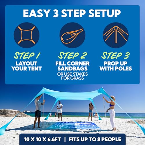 Portable Beach Tent Canopy with UPF50+ Sun Protection