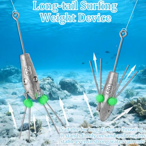 2.8oz (80g) 5Pcs Sputnik Lead Fishing Sinkers Long Tail Spider Weights