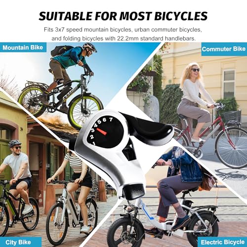 Tailcle Silver 7-Speed Bike Thumb Shifter with Gear Display for Mountain & Hybrid Bikes