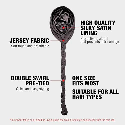 Premium Satin Lined Men's Turban - Anti-Breakage, Moisture Retention - Jersey Black