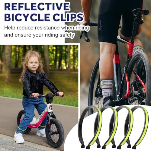 Reflective Cycling Pants Clips - 4 Pieces, Green