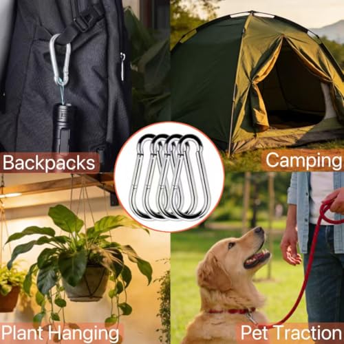 Heavy Duty Carabiner Clips - 4 Pack 3.15 Inch Galvanized Hooks