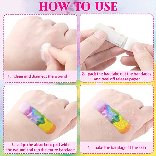120 Pcs Kids Waterproof Tie Dye Bandages - Flexible Adhesive Wound Cover