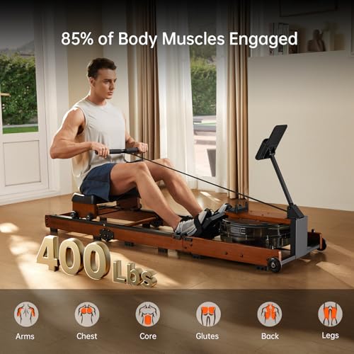 Foldable Rowing Machine with Adjustable Resistance - Walnut