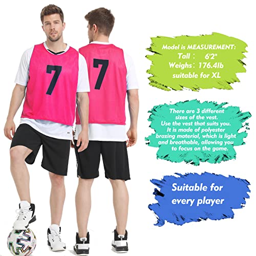 12 Pcs Soccer Pinnies for Youth and Adults - Numbered Mesh Scrimmage Vests