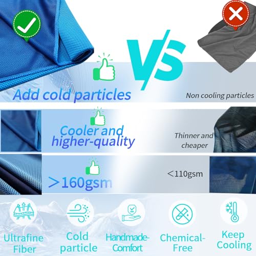 Instant Cooling Towel 40x12 Inch - Microfiber Ice Wrap - Blue/Pink/Grey/Green