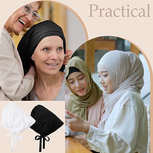 Adjustable Hijab Undercap Set - 4 Pcs Black & White Scarves