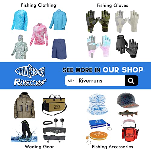 Riverruns X-Large Fishwater Camoblue UV Sun Fishing Gloves UPF 50+ for Men Women