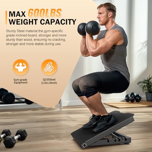 Calf Stretcher Slant Board - Heavy Duty Adjustable - Black
